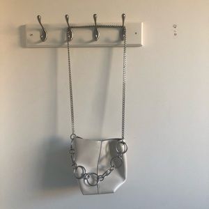 KARA white leather bucket bag